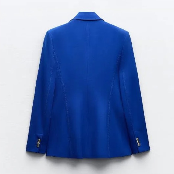 Zara Cobalt Blue Tailored Double Breasted Blazer - Picture 2 of 16